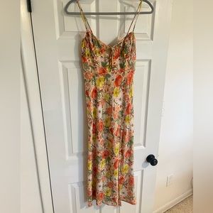 Floral midi dress with slit